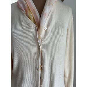 Talbots silk blend ribbed cardigan cream‎ MED